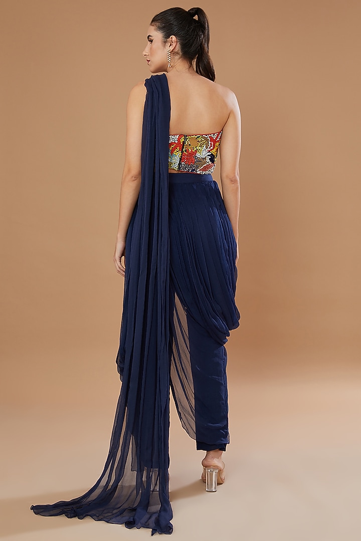 Navy Blue Georgette Co-Ord Set by Sahil Kochhar at Pernia's Pop Up Shop