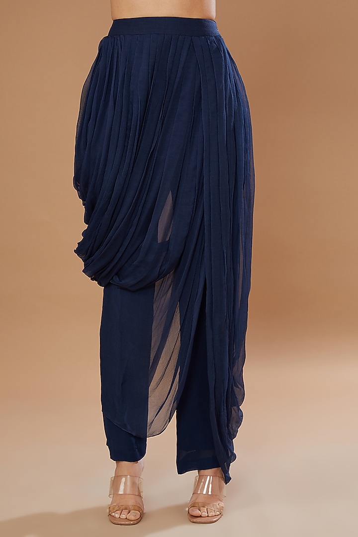Navy Blue Georgette Co-Ord Set by Sahil Kochhar at Pernia's Pop Up Shop