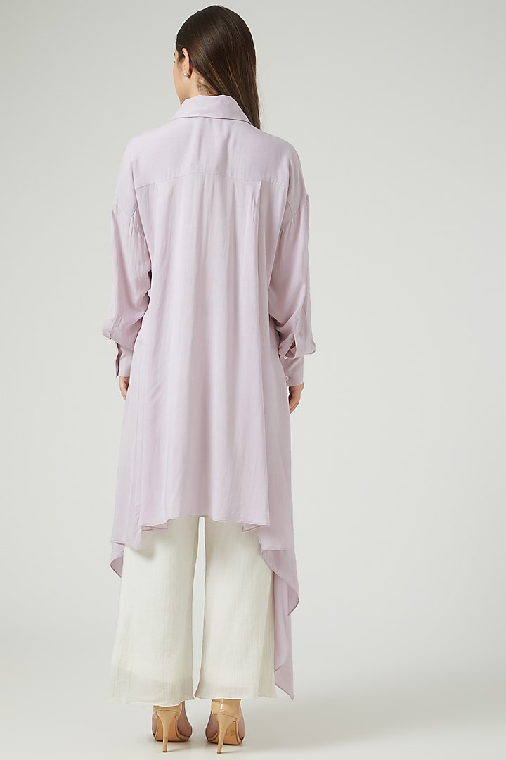 Mauve Cotton Silk Embroidered Shirt by Sahil Kochhar at Pernia's Pop Up Shop