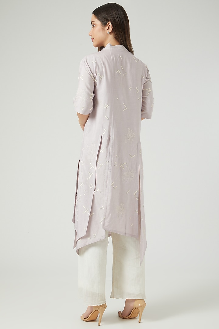 Mauve Embroidered Kurta by Sahil Kochhar at Pernia's Pop Up Shop