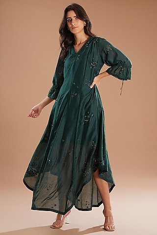 Buy Green Organza Dress for Women Online from India's Luxury