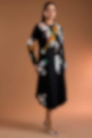 Black Shirting Printed Tunic by Sahil Kochhar at Pernia's Pop Up Shop