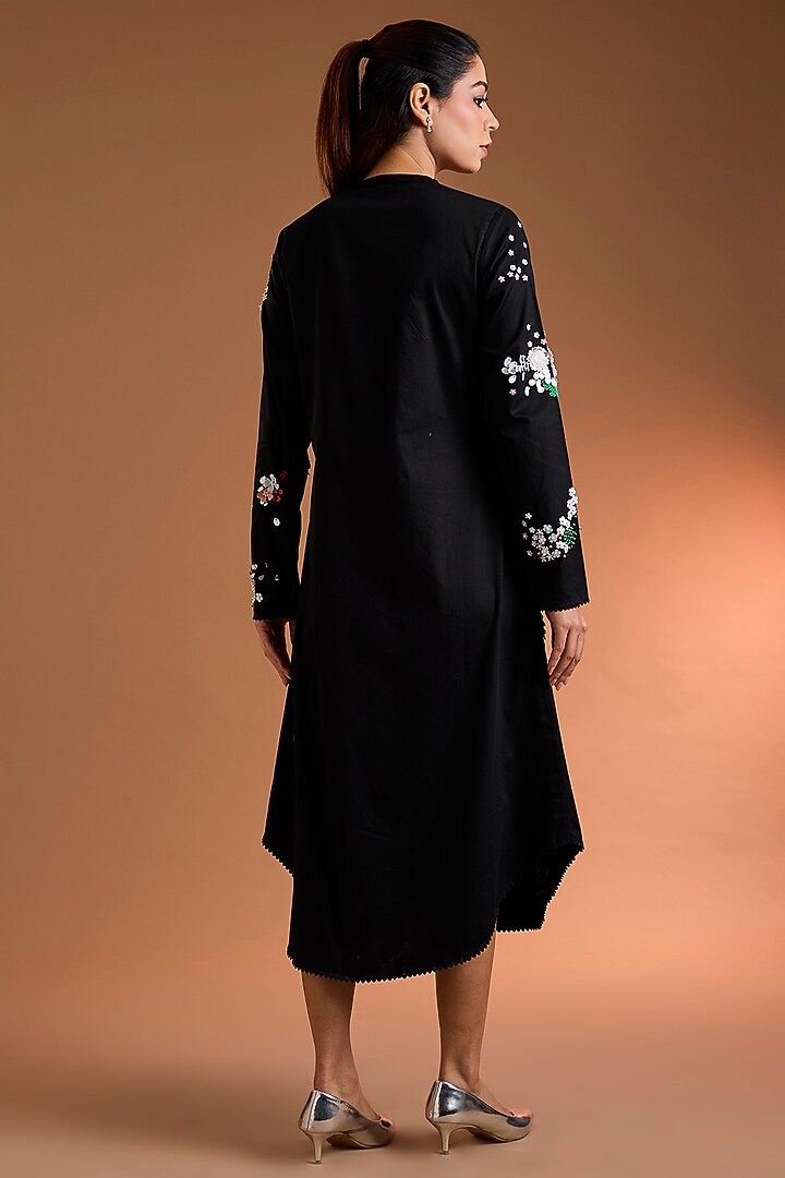 Black Shirting Printed Tunic by Sahil Kochhar at Pernia's Pop Up Shop