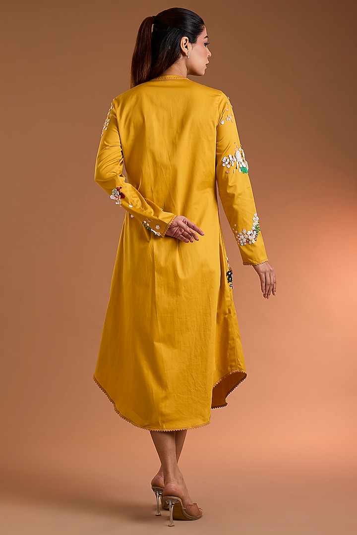 Yellow Shirting Printed Tunic by Sahil Kochhar at Pernia's Pop Up Shop