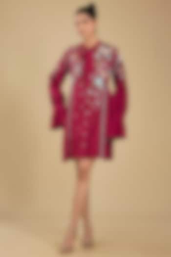 Red Shirting Mini Vacation Shirt Dress by Sahil Kochhar at Pernia's Pop Up Shop