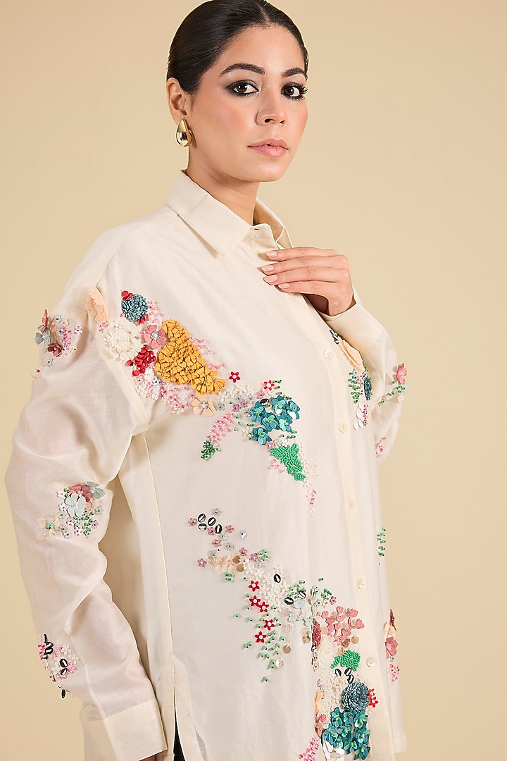 Ivory Chanderi Tunic by Sahil Kochhar at Pernia's Pop Up Shop