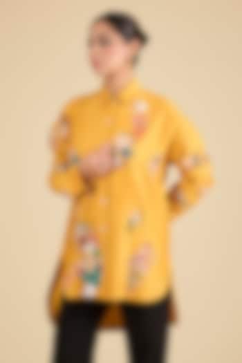 Yellow Chanderi Tunic by Sahil Kochhar at Pernia's Pop Up Shop