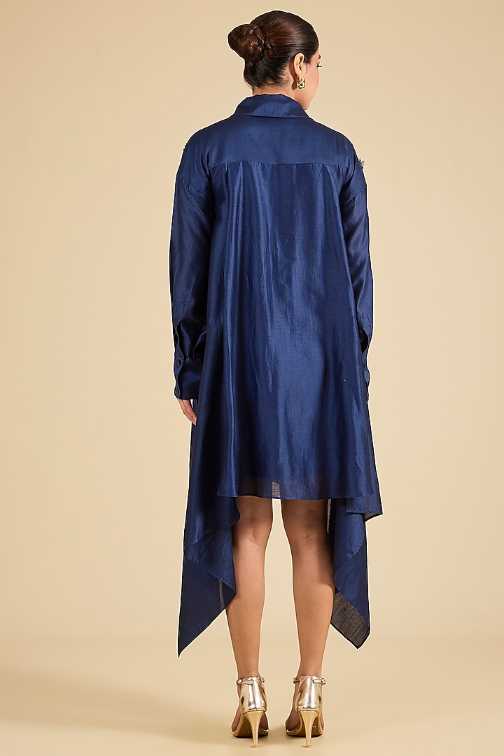 Indigo Chanderi Tunic by Sahil Kochhar at Pernia's Pop Up Shop