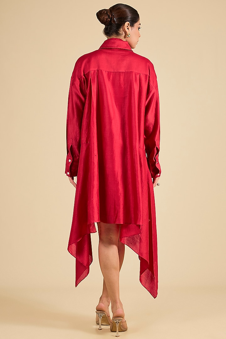 Red Chanderi Tunic by Sahil Kochhar at Pernia's Pop Up Shop