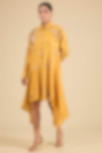 Yellow Chanderi Tunic by Sahil Kochhar at Pernia's Pop Up Shop
