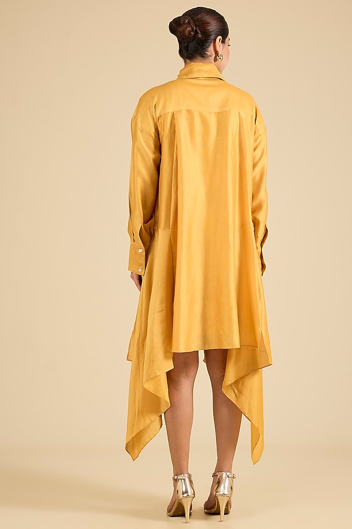 Yellow Chanderi Tunic by Sahil Kochhar at Pernia's Pop Up Shop