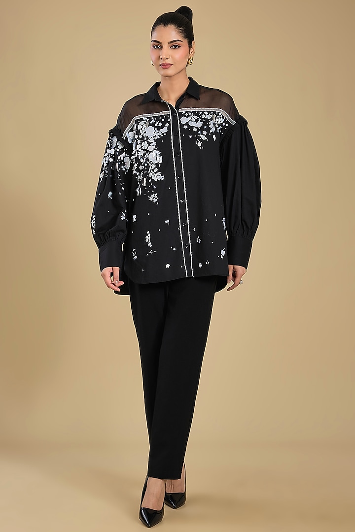 Black Shirting Shirt by Sahil Kochhar at Pernia's Pop Up Shop