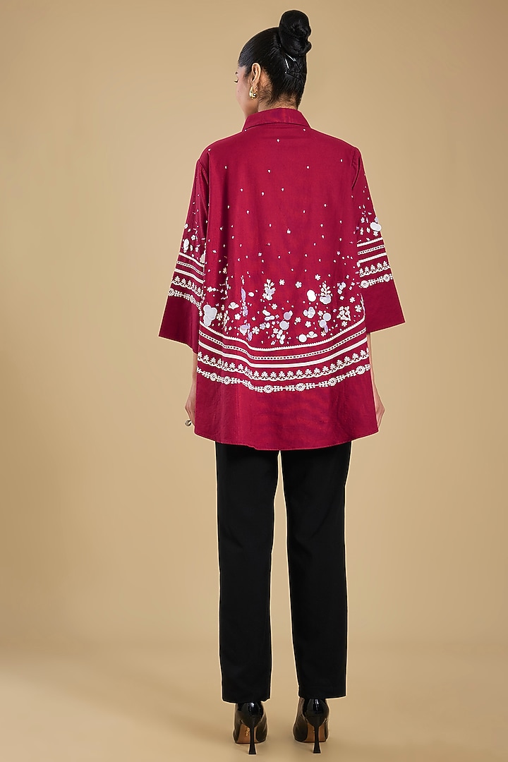 Red Shirting Shirt by Sahil Kochhar at Pernia's Pop Up Shop