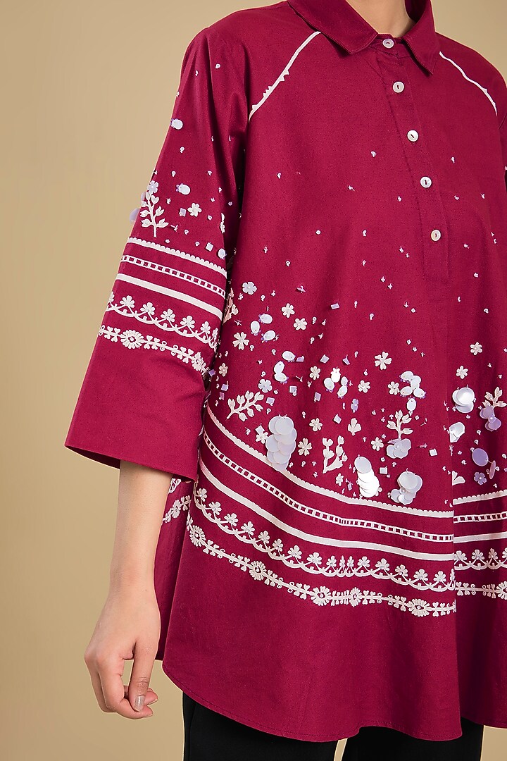 Red Shirting Shirt by Sahil Kochhar at Pernia's Pop Up Shop