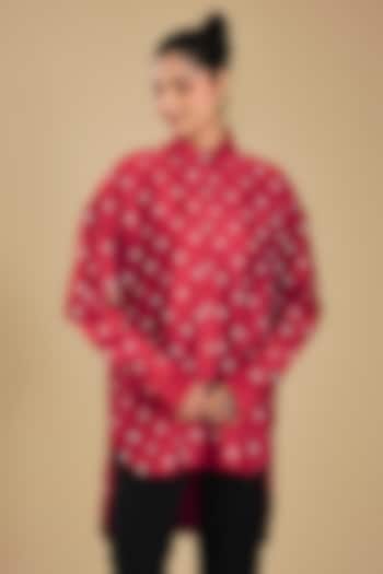 Red Chanderi Tunic by Sahil Kochhar at Pernia's Pop Up Shop