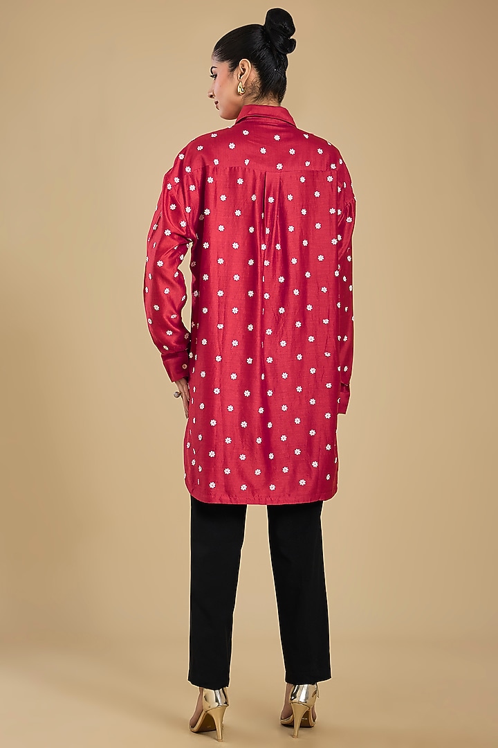 Red Chanderi Tunic by Sahil Kochhar at Pernia's Pop Up Shop