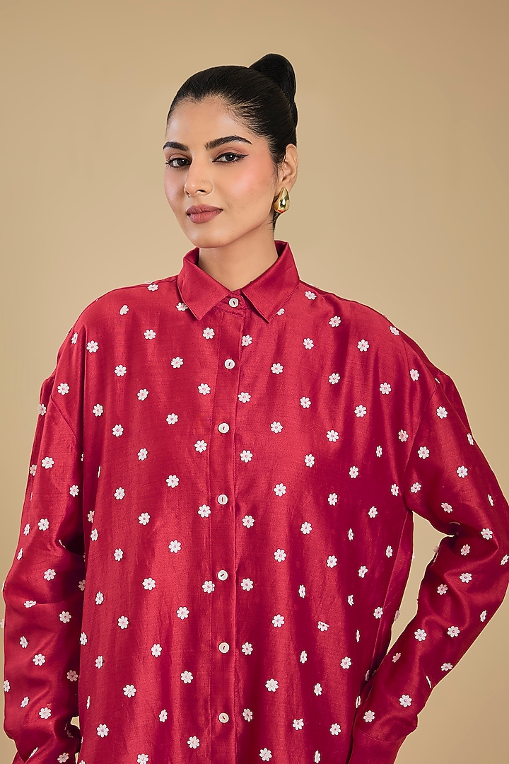 Red Chanderi Tunic by Sahil Kochhar at Pernia's Pop Up Shop