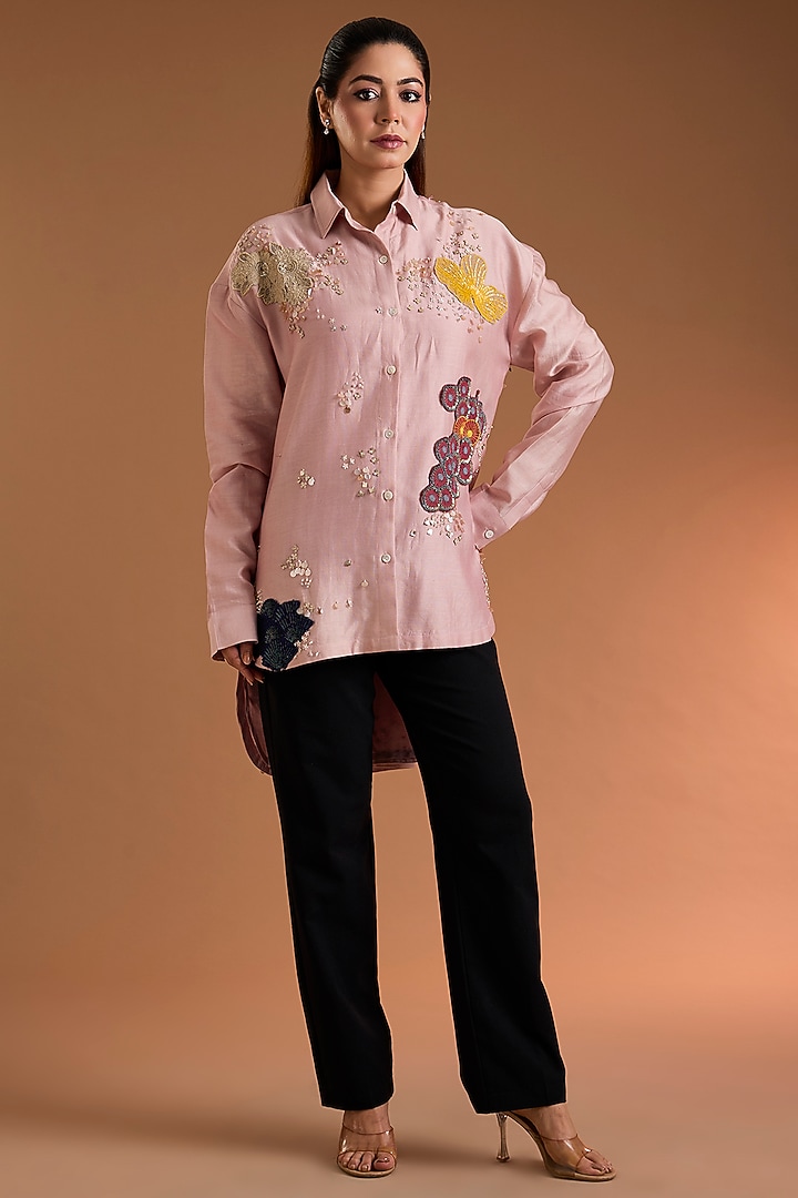 Peach Chanderi Printed Tunic by Sahil Kochhar at Pernia's Pop Up Shop