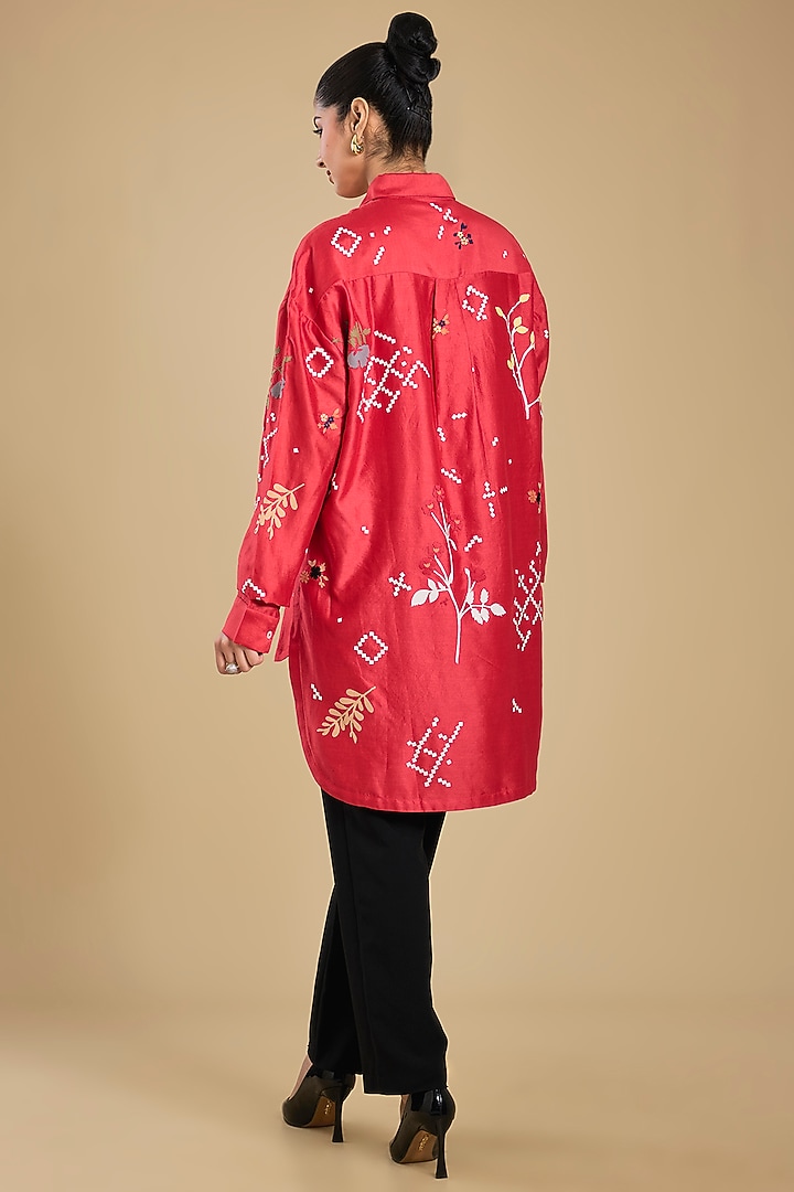 Red Chanderi Tunic by Sahil Kochhar at Pernia's Pop Up Shop