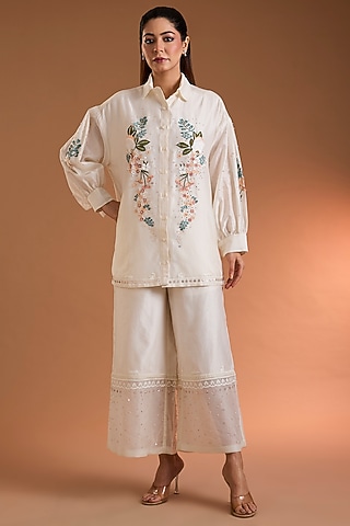 Ivory Chanderi Co-Ord Set by Sahil Kochhar