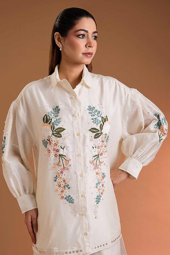 Ivory Chanderi Co-Ord Set by Sahil Kochhar at Pernia's Pop Up Shop