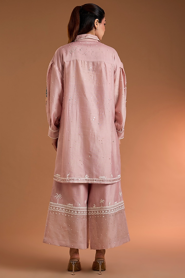 Peach Chanderi Co-Ord Set by Sahil Kochhar at Pernia's Pop Up Shop