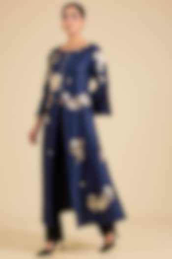 Navy Chanderi Tunic by Sahil Kochhar at Pernia's Pop Up Shop