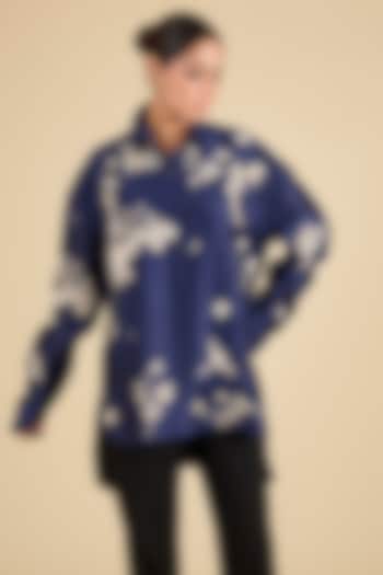 Indigo Chanderi Tunic by Sahil Kochhar at Pernia's Pop Up Shop