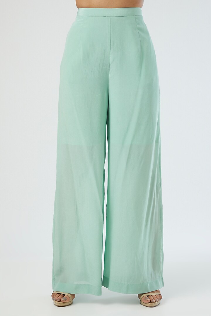 Sky Blue Cotton Silk Pleated Pant Set by Sahil Kochhar at Pernia's Pop Up Shop
