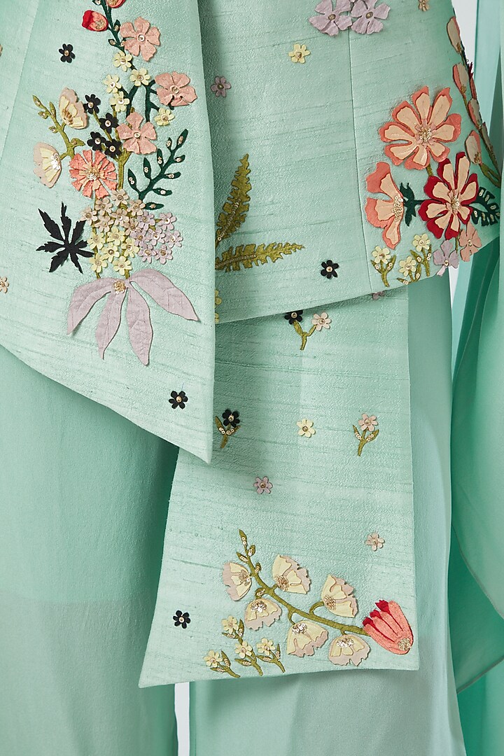 Sky Blue Cotton Silk Pleated Pant Set by Sahil Kochhar at Pernia's Pop Up Shop