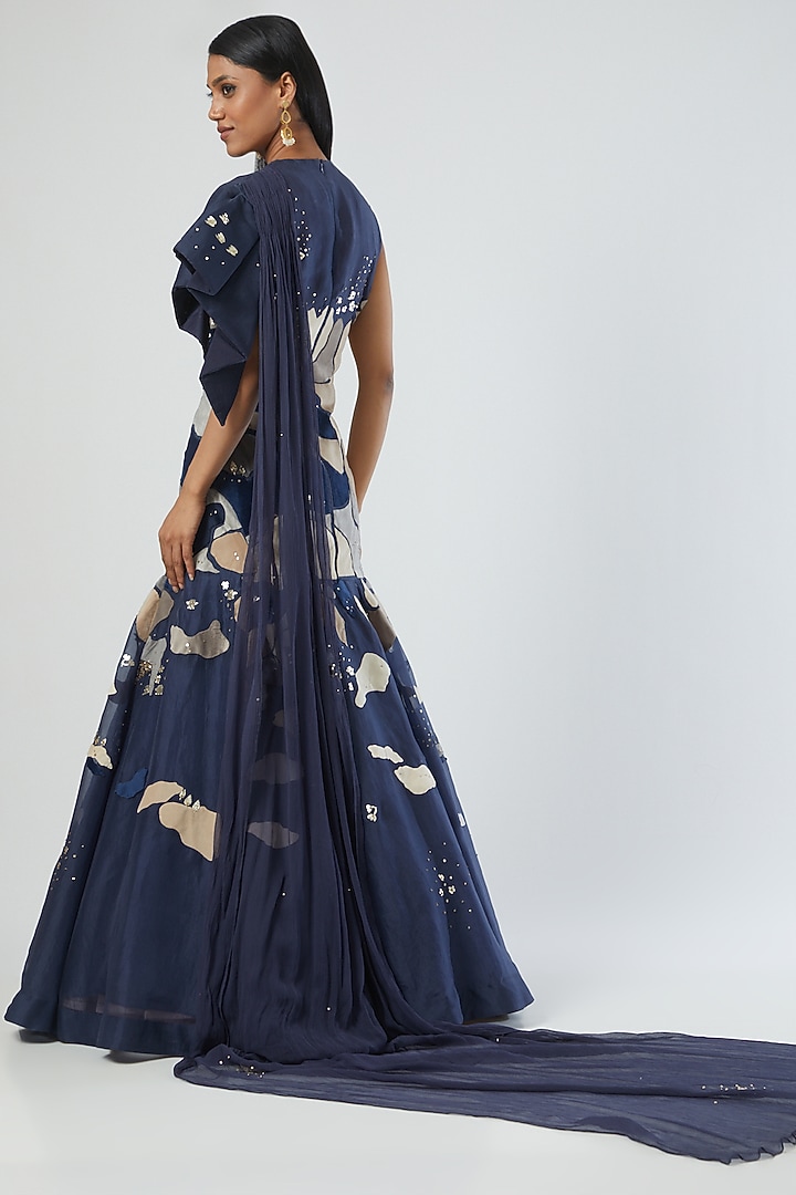 Cobalt Blue Embroidered Gown by Sahil Kochhar at Pernia's Pop Up Shop