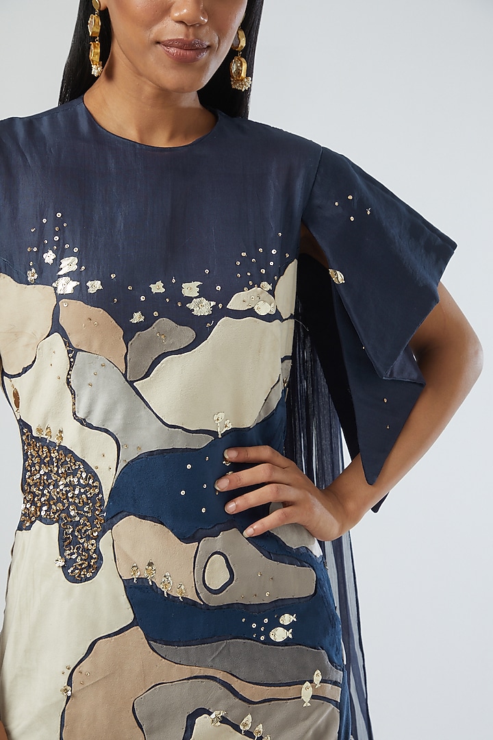 Cobalt Blue Embroidered Gown by Sahil Kochhar at Pernia's Pop Up Shop