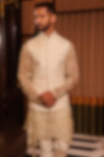 Ivory Suiting Bundi Jacket by Sahil Kochhar Men at Pernia's Pop Up Shop