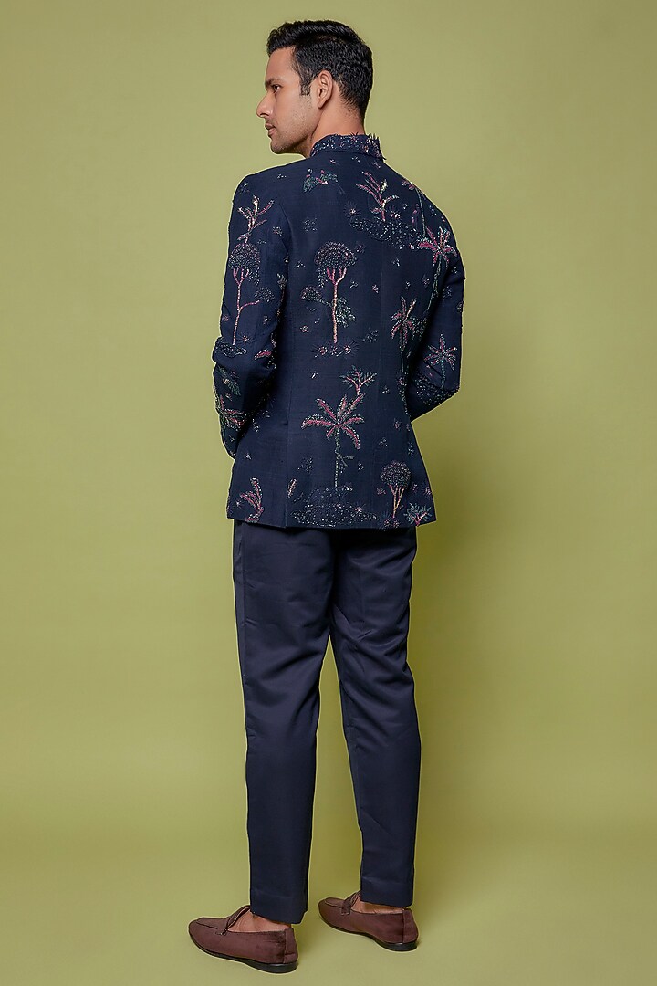 Matka silk blue bandhgala