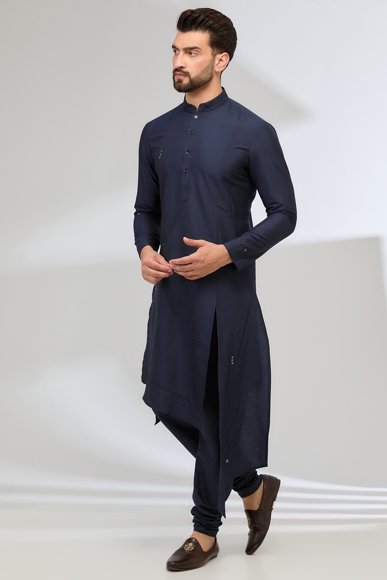 Indigo Katan Kurta Set by Sahil Kochhar Men