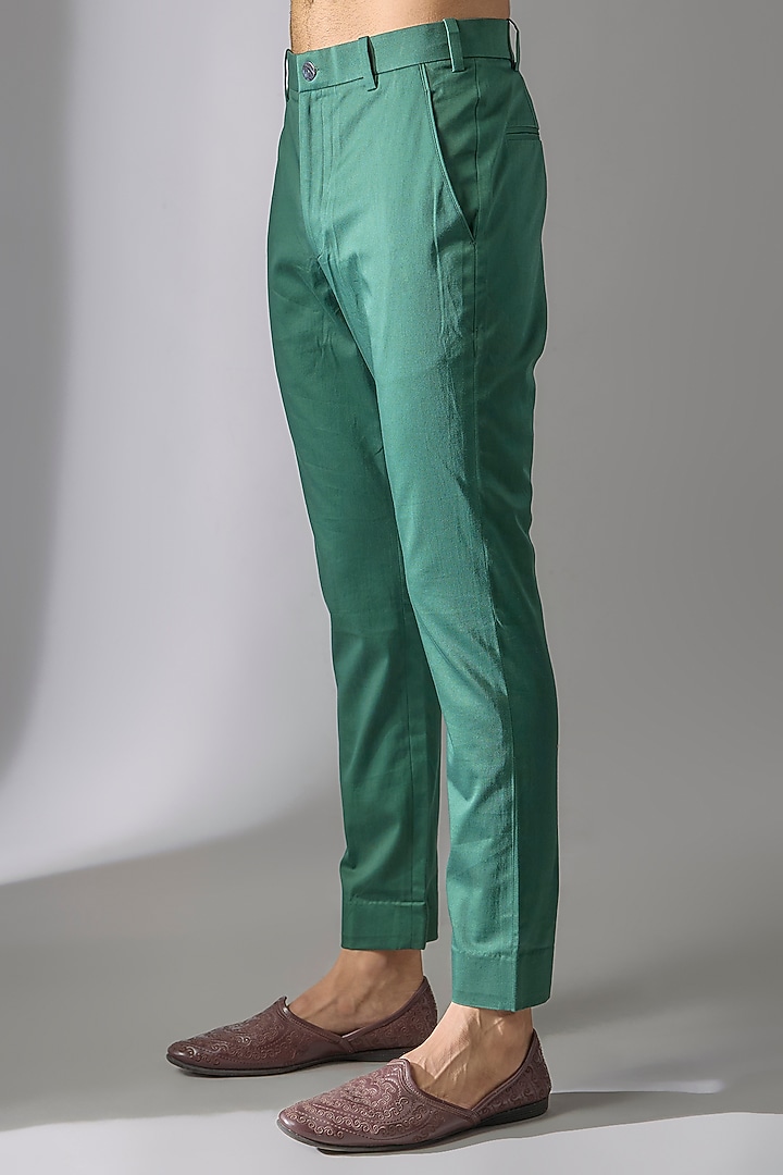 Bottle Green Matka Silk Indowestern Set by Sahil Kochhar Men at Pernia's Pop Up Shop