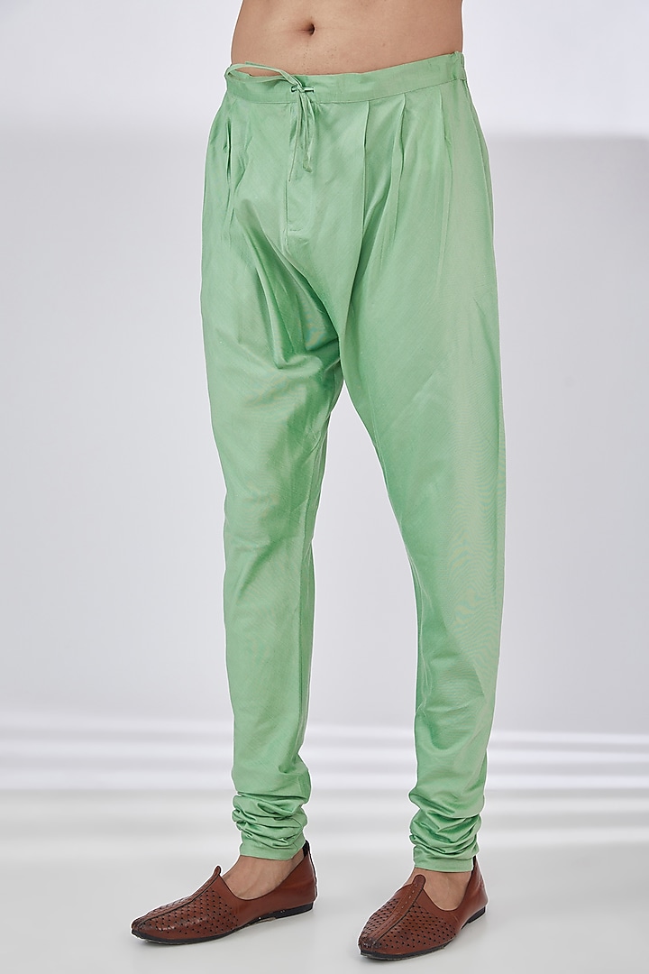 Sage Green Katan Gold Foil Patchwork Kurta Set by Sahil Kochhar Men at Pernia's Pop Up Shop