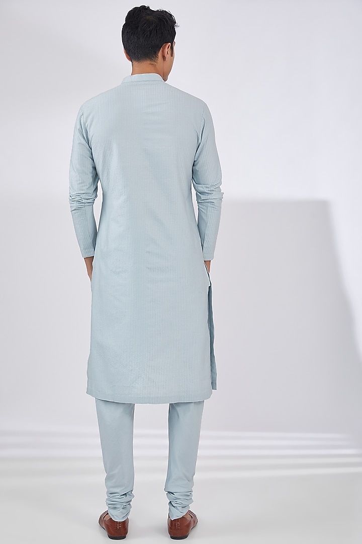 Powder Blue Katan Hand & Machine Embroidered Kurta Set by Sahil Kochhar Men at Pernia's Pop Up Shop