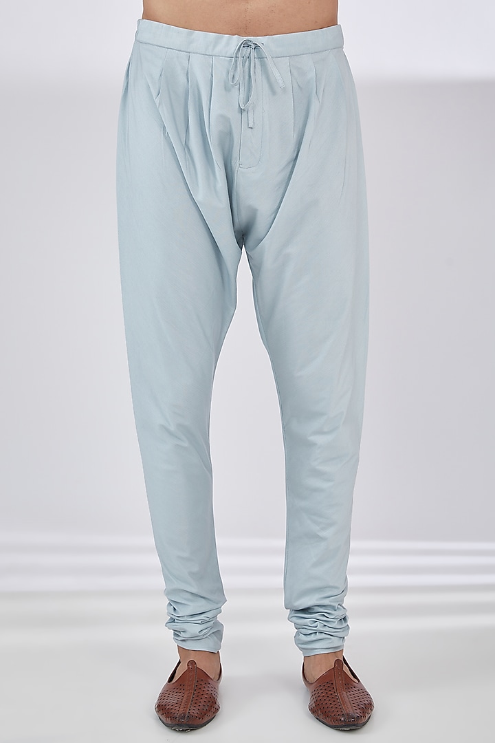 Powder Blue Katan Hand & Machine Embroidered Kurta Set by Sahil Kochhar Men at Pernia's Pop Up Shop