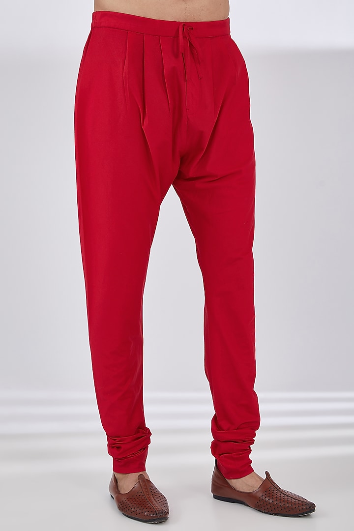 Red Katan Thread Embroidered Kurta Set by Sahil Kochhar Men at Pernia's Pop Up Shop