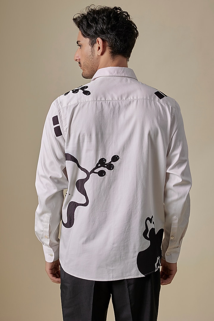 Powder Pink Cotton Satin Embroidered Shirt by Sahil Kochhar Men at Pernia's Pop Up Shop