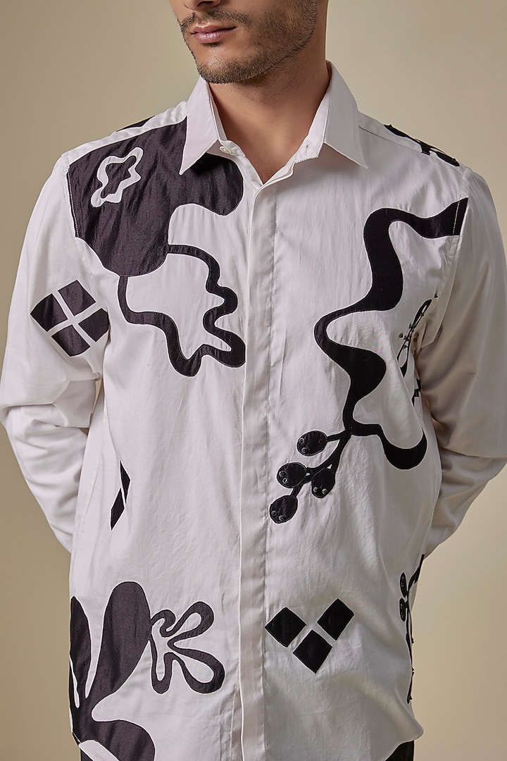 Powder Pink Cotton Satin Embroidered Shirt by Sahil Kochhar Men at Pernia's Pop Up Shop