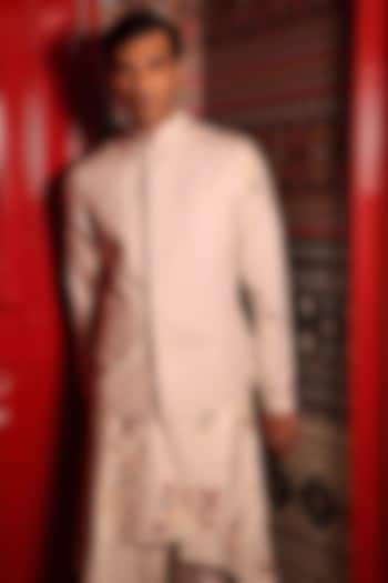 Ivory Suiting Hand Embroidered Bundi Jacket by Sahil Kochhar Men at Pernia's Pop Up Shop