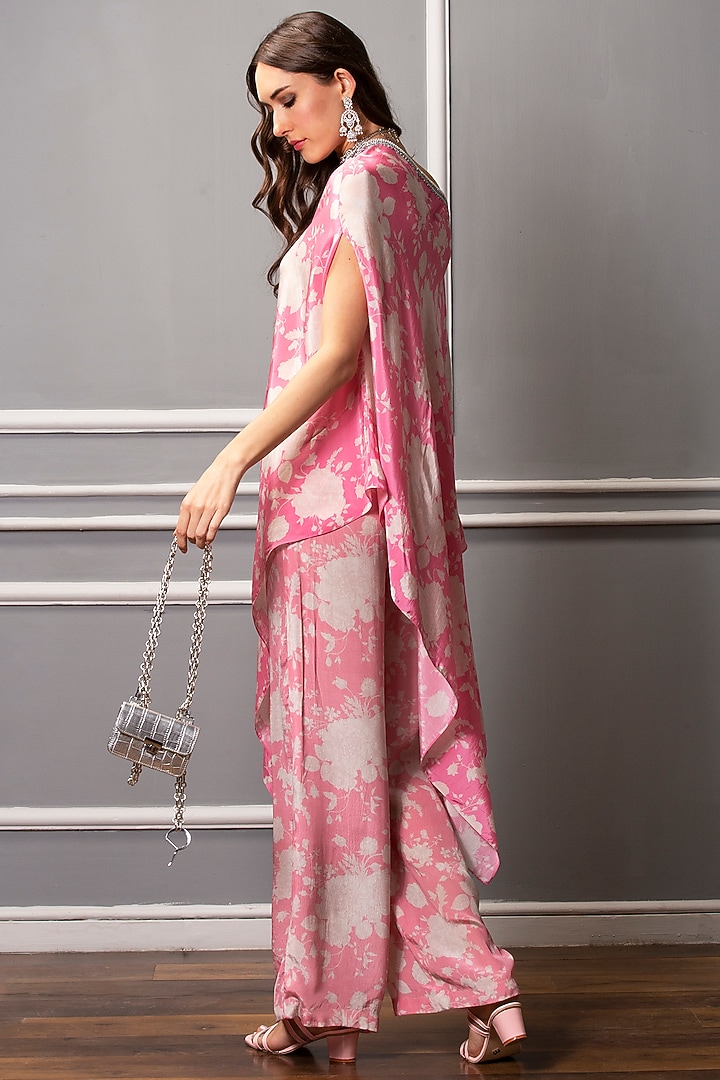 Bright Pink Asymmetrical Off-Shoulder Tunic Set by Sakshi Girri at Pernia's Pop Up Shop