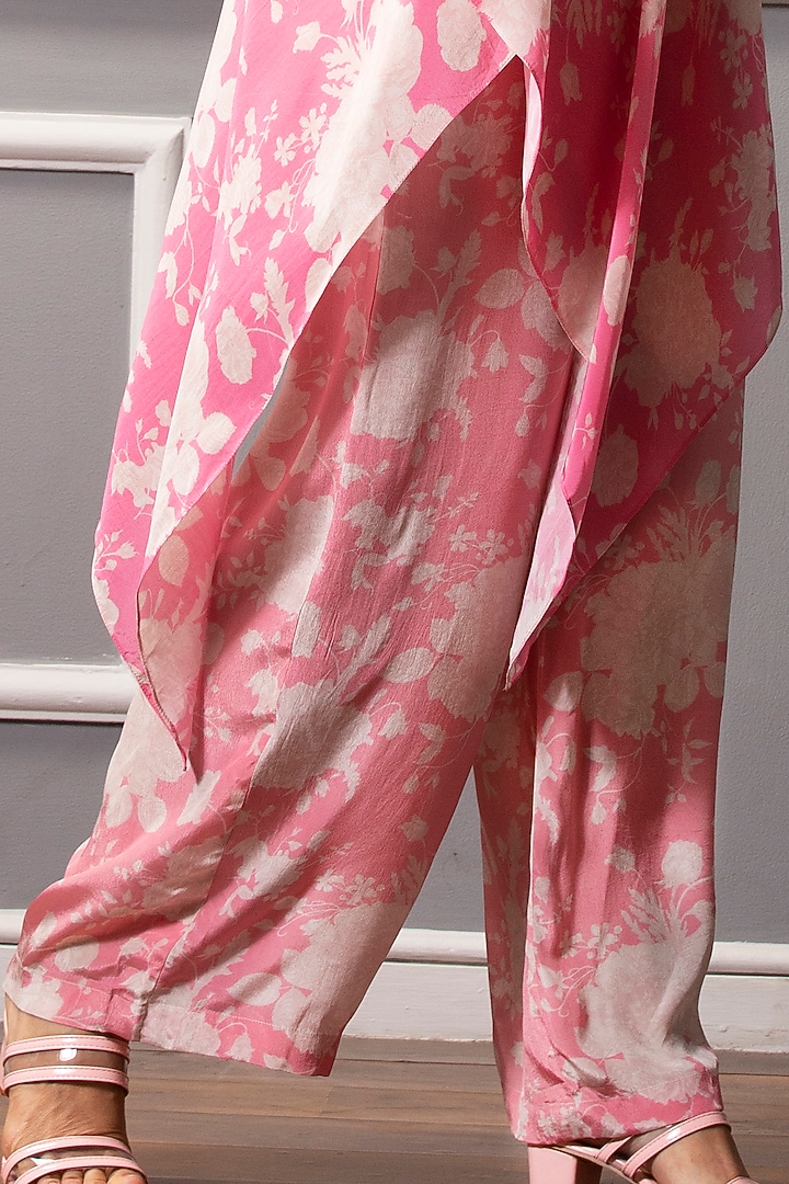 Bright Pink Asymmetrical Off-Shoulder Tunic Set by Sakshi Girri at Pernia's Pop Up Shop