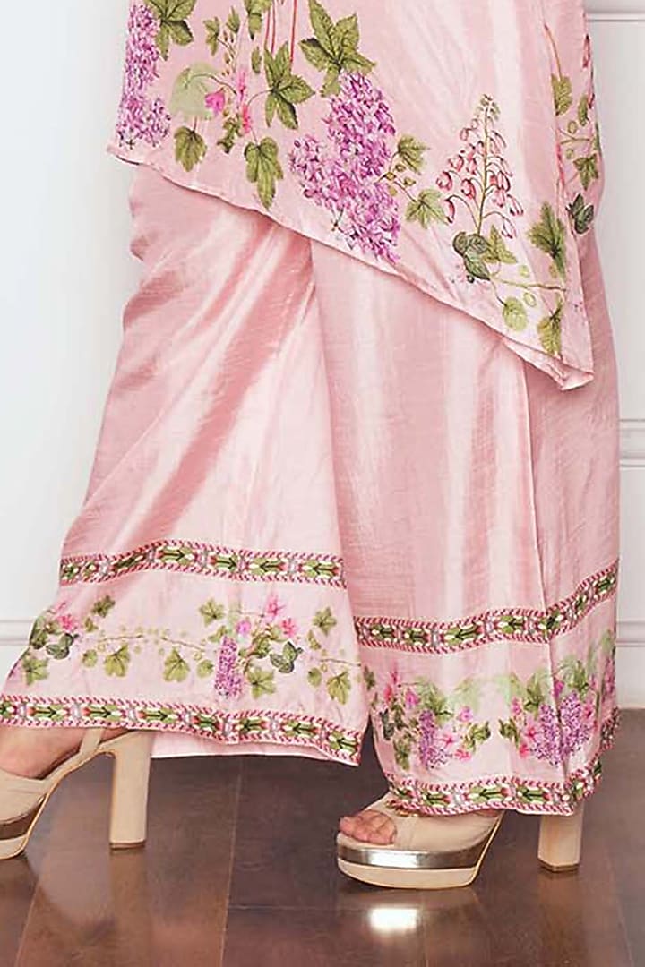 Blush Pink Dupion Silk Floral Printed Kurta Set by Sakshi Girri at Pernia's Pop Up Shop