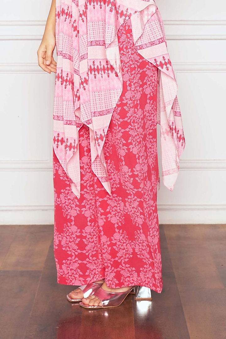 Hot Pink Crepe Printed Tunic Set by Sakshi Girri at Pernia's Pop Up Shop