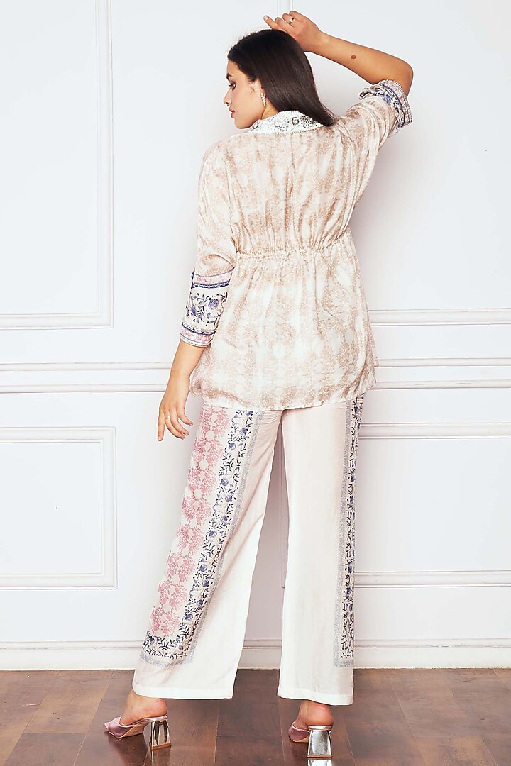 Ivory Dupion Silk Printed Co-Ord Set by Sakshi Girri at Pernia's Pop Up Shop