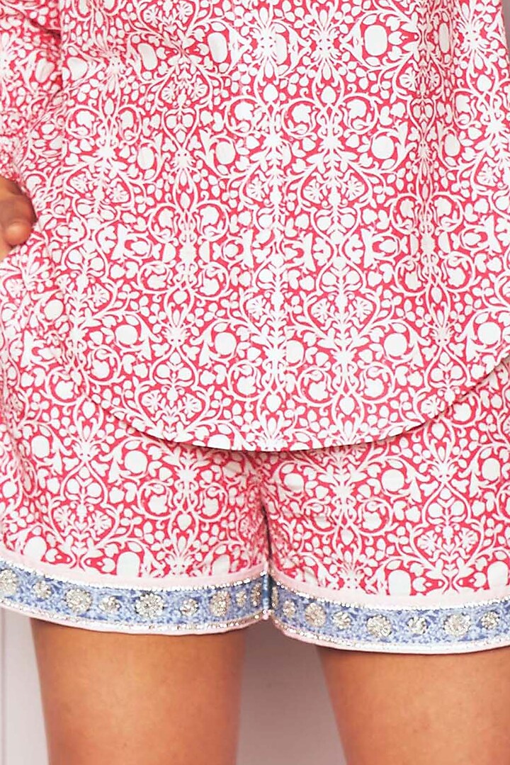 Red Cotton Poplin Printed Co-Ord Set by Sakshi Girri at Pernia's Pop Up Shop