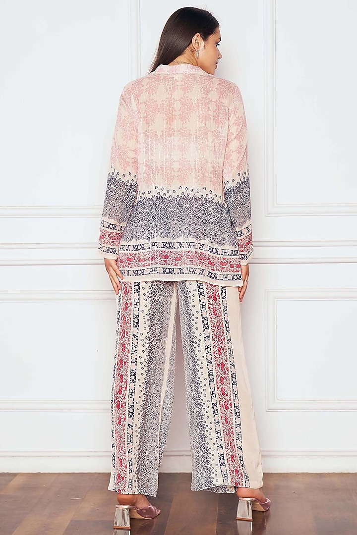 Blush Pink Georgette & Crepe Printed Co-Ord Set by Sakshi Girri at Pernia's Pop Up Shop